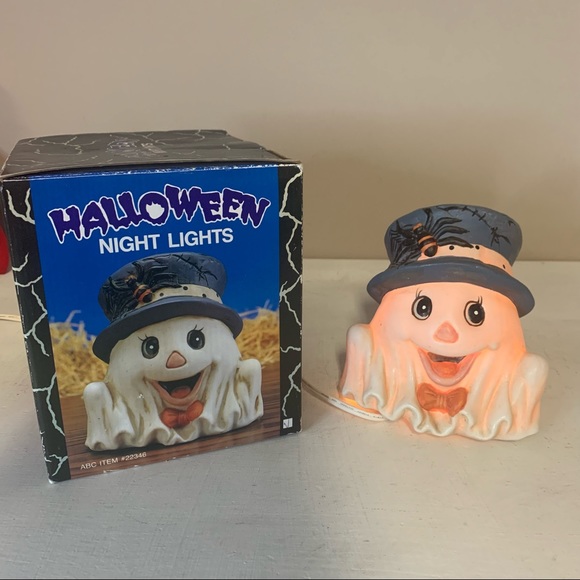 Vintage 90s Cute Halloween Ghost Night Light Ceramic Decor - Picture 1 of 7